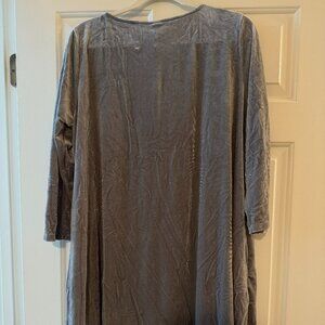 NWT Agnes & Dora silver chrome velvet swing tunic/dress with pockets size XXXL